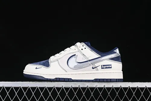 All categories Nk SB Dunk Series Nk SB Dunk Low High-end customized low-top sneakers Nk SB Dunk Low Sup joint dark pattern silver and blue hook Anniversary high-end customized low-top casual sneakers DM6868-044